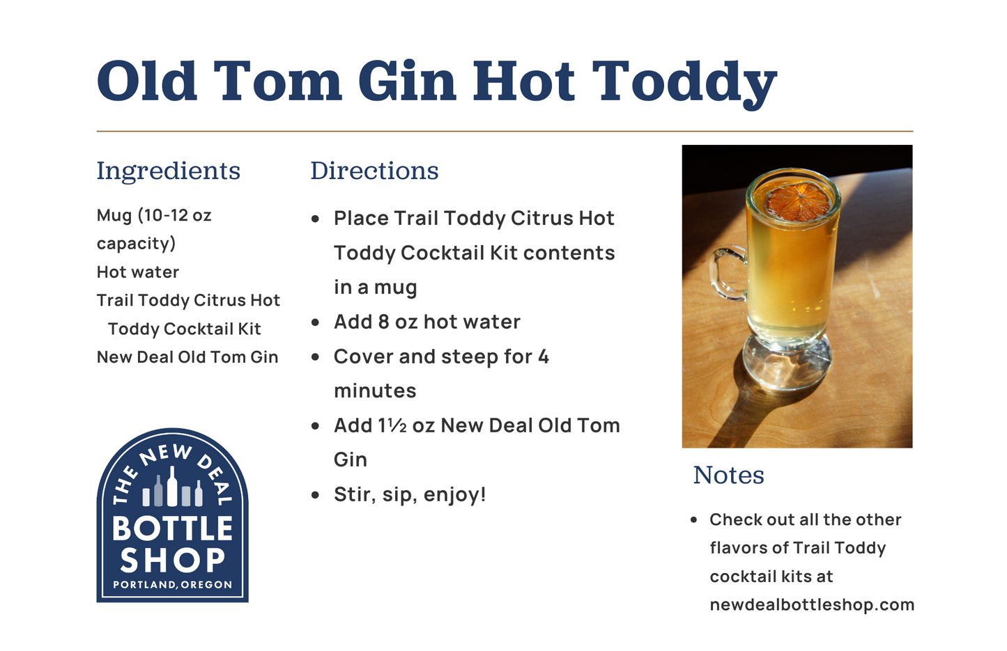 Old Tom Gin Hot Toddy Cocktail Kit