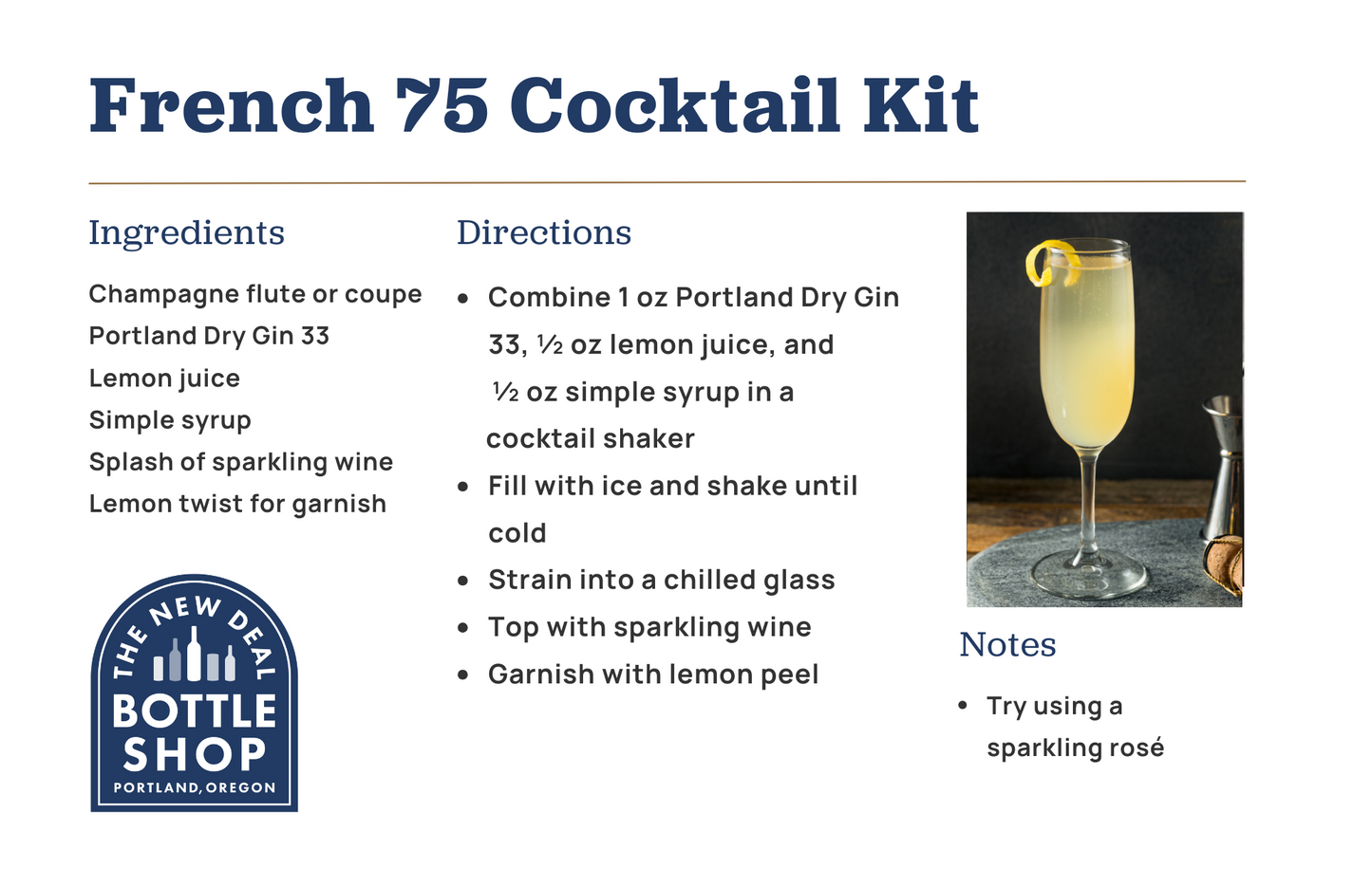 French 75 Cocktail Kit